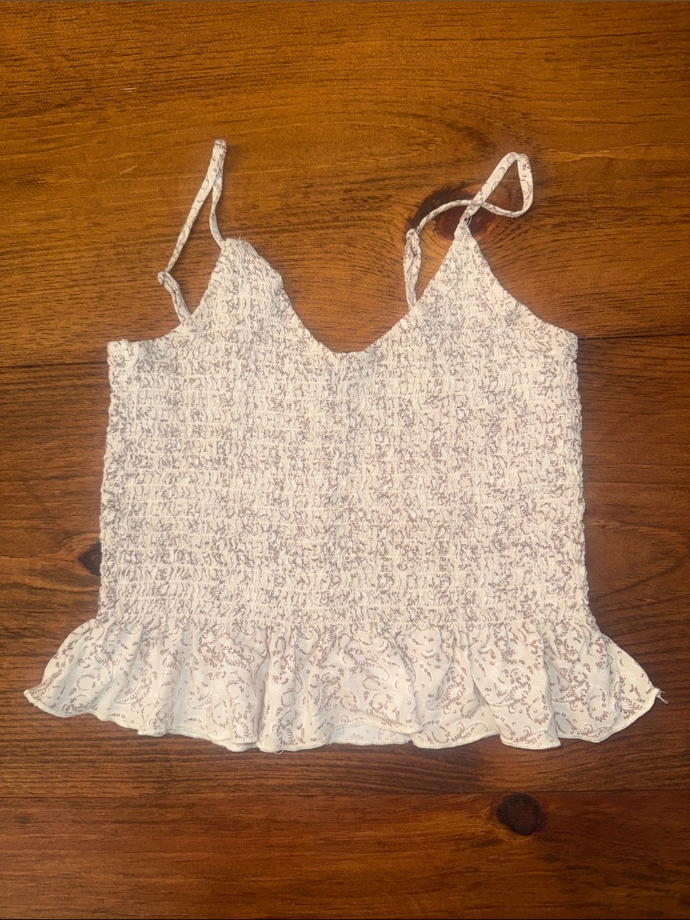 Streetwear Society White Smocked Floral Ruffle Cami